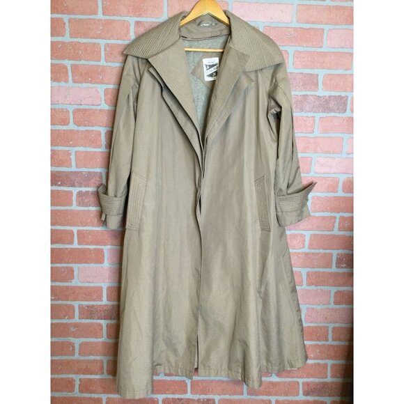 Vintage Saxton Hall Womens Trench Coat Size 10 Detachable Liner Belt Tan Neutral - Picture 9 of 14